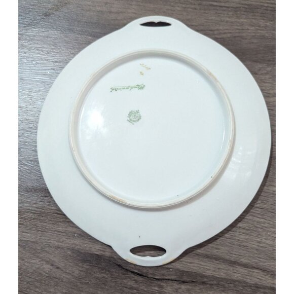 Hand Painted Vintage Bavarian Porcelain Platter With Pink Floral Design & Gold H - Picture 2 of 8